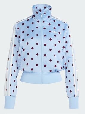 NWT Adidas Originals Blue and Burgundy Polka Dot Track Top